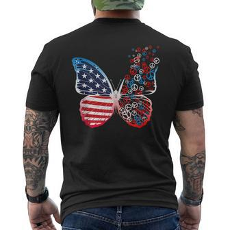 Butterfly Patriotic Peace Signs 4Th Of July Us Flag Mens Back Print T-shirt | Mazezy