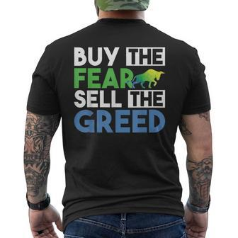 Buy The Fear Sell The Greed Quotes Stock Market Trader Men's T-shirt Back Print | Mazezy