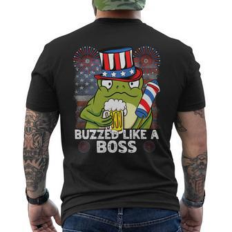Buzzed Like A Boss 4Th Of July American Flag Frog Men Women Mens Back Print T-shirt - Monsterry DE