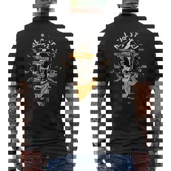 Cafe Racer Motorcycle Hand Drawn Skull Mens Men's Back Print T-shirt | Mazezy