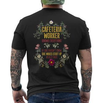 Cafeteria Worker Knows Everything Lunch Lady Service Crew Men's T-shirt Back Print - Monsterry