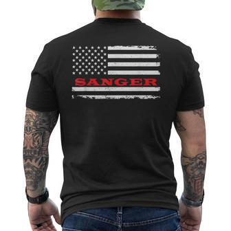 California American Flag Sanger Usa Patriotic Souvenir Men's T-shirt Back Print | Mazezy