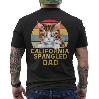 California Spangled Cat Dad Retro Cats Heartbeat Men's T-shirt Back Print | Mazezy