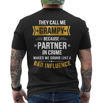 Call Me Grampy Partner Crime Bad Influence For Grandpa Mens Back Print T-shirt - Seseable