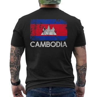 Cambodian Flag Vintage Made In Cambodia Men's T-shirt Back Print | Mazezy