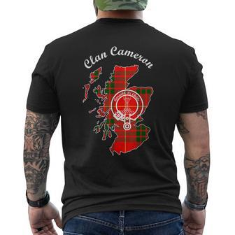 Cameron Surname Last Name Scottish Clan Tartan Badge Crest Funny Last Name Designs Funny Gifts Mens Back Print T-shirt | Mazezy