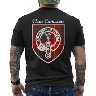 Cameron Surname Scottish Clan Tartan Crest Badge Men's T-shirt Back Print | Mazezy