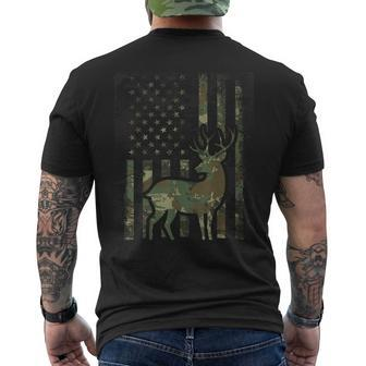 Camo American Flag Buck Hunting For Deer Hunter Men's T-shirt Back Print - Monsterry CA