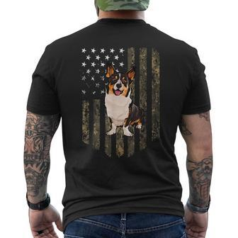 Camo American Flag Cardigan Welsh Corgi 4Th Of July Usa Mens Back Print T-shirt | Mazezy