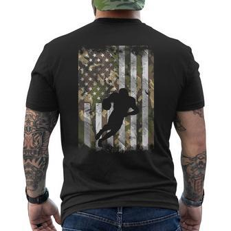 Camo Us Flag American Football Player Vintage Patriotic Men's T-shirt Back Print | Mazezy