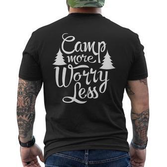 Camp More Worry Less Camping Lover Outdoor Mom Dad Mens Back Print T-shirt - Thegiftio