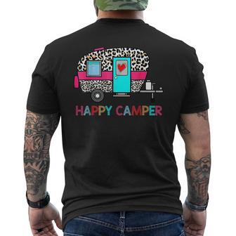 Camper Happy Summer Camp Camping Leopard Funny Glamping Camping Funny Gifts Mens Back Print T-shirt | Mazezy CA