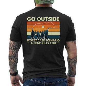 Camping Go Outside Worst Case Scenario A Bear Kills You Mens Back Print T-shirt | Mazezy