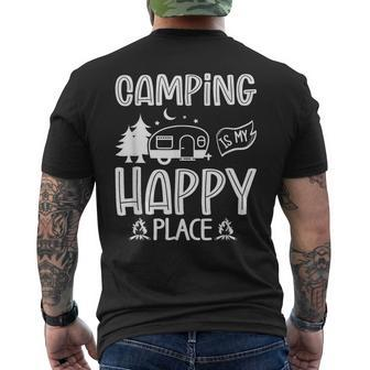 Camping Is My Happy Place Happy Outdoor Camping Mens Back Print T-shirt - Thegiftio UK