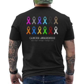 Cancer Awareness Clothing - Fight Cancer Ribbon Mens Back Print T-shirt - Seseable