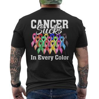 Cancer Sucks In Every Color Fighter Fight Support The Cancer Men's T-shirt Back Print - Thegiftio UK