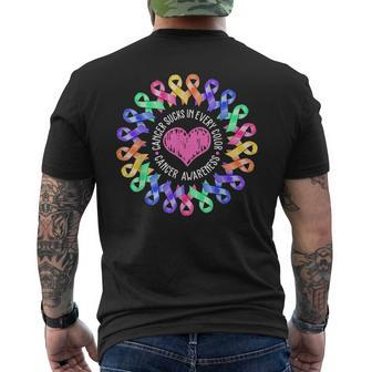 Cancer Sucks In Every Color Fighter Fight Support The Cancer Men's T-shirt Back Print - Seseable
