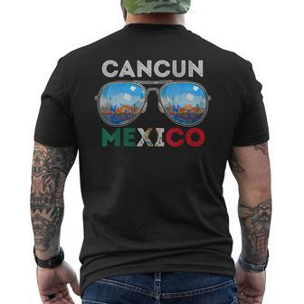 Cancun Mexico Vacation Summer Family Vintage Sunglasses Mens Back Print T-shirt | Mazezy