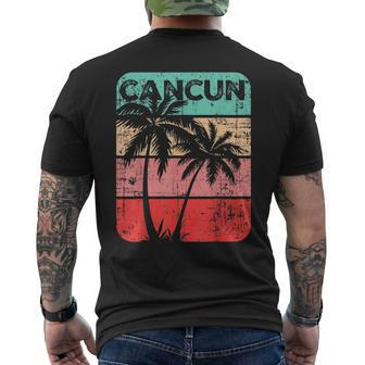 Cancun Mexico Vintage Sunset Vacation Travel Souvenir Mens Back Print T-shirt | Mazezy