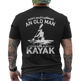 Canoe Kayaking Never Underestimate An Old Man With A Kayak Gift For Mens Mens Back Print T-shirt | Mazezy