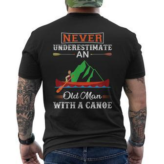 Canoe Never Underestimate An Old Man With A Canoe Men's T-shirt Back Print - Seseable