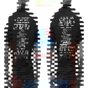 I Cant Fix Stupid But I Can Tow It American Flag Tow Truck Men's Back Print T-shirt | Mazezy