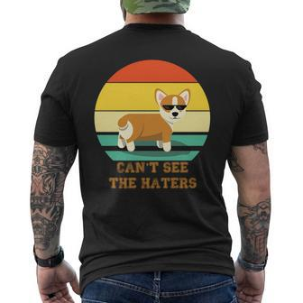 Cant See The Haters Corgi Doge Meme Pixel Glasses Dog Owner Mens Back Print T-shirt | Mazezy