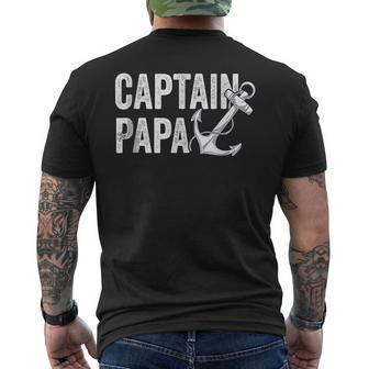 Captain Papa Pontoon Gift Lake Sailor Fishing Boating Mens Back Print T-shirt | Mazezy