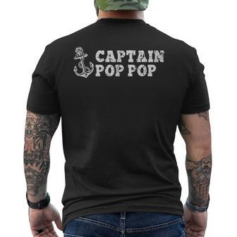 Captain Pop-Pop Sailing Boating Vintage Boat Anchor Poppop Mens Back Print T-shirt | Mazezy