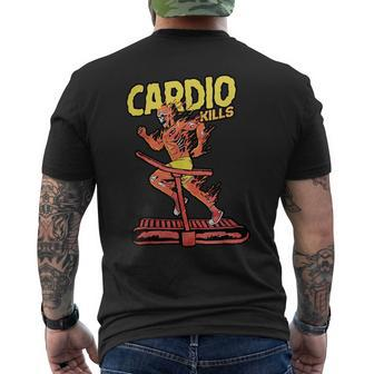 Cardio Kills Skeleton Skull Funny Running Marathon Runner Mens Back Print T-shirt - Monsterry