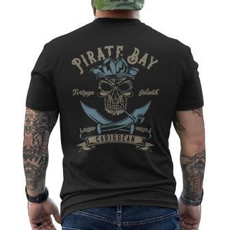 Caribbean Islands Pirate Skull Men's T-shirt Back Print | Mazezy