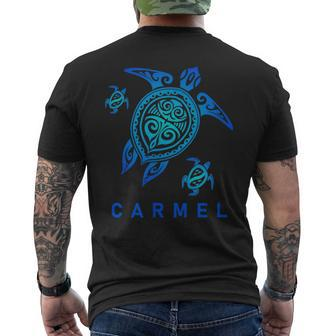Carmel California Sea Blue Tribal Turtle Men's T-shirt Back Print | Mazezy