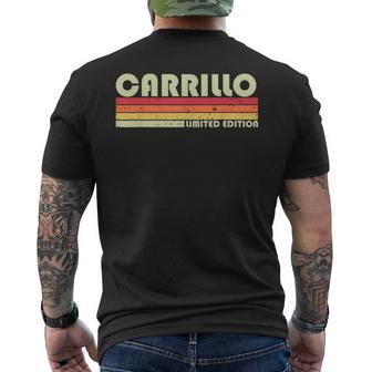 Carrillo Surname Retro Vintage 80S Birthday Reunion Men's T-shirt Back Print | Mazezy