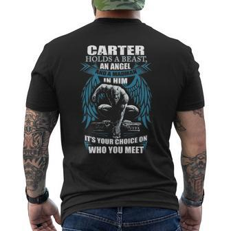 Carter Name Gift Carter And A Mad Man In Him Mens Back Print T-shirt - Seseable