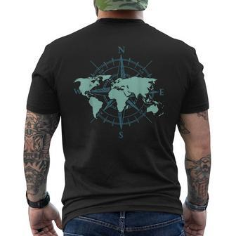 Cartography Traveler Travelling Compass World Map Men's Back Print T-shirt | Mazezy DE