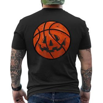Carved Basketball Jack O Lantern Pumpkin Vintage Halloween Basketball Funny Gifts Mens Back Print T-shirt | Mazezy