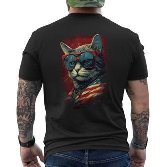 Cat 4Th Of July Meowica Patriotic Mens Back Print T-shirt - Seseable
