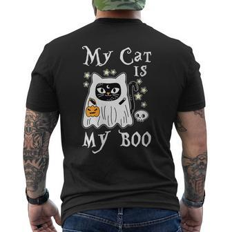 My Cat Is Boo Cat Owner Boo Ghost Lover Halloween Boo Men's T-shirt Back Print