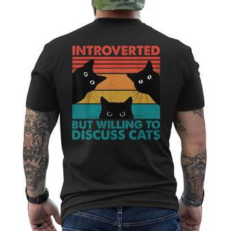 Cat Funny Introverted But Willing To Discuss Cats Mens Back Print T-shirt | Mazezy