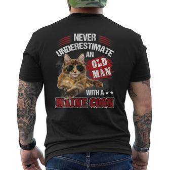 Cat Lover Never Underestimate An Old Man With A Maine Coon Mens Back Print T-shirt - Seseable