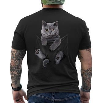 Cat Lovers British Shorthair In Pocket Kitten Men's T-shirt Back Print | Mazezy