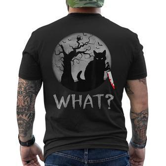 Cat What Murderous Black Cat With Knife Costume Halloween Men's T-shirt Back Print - Monsterry AU