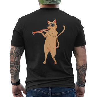 Cat Playing The Clarinet For Kitty Lover Men's T-shirt Back Print | Mazezy