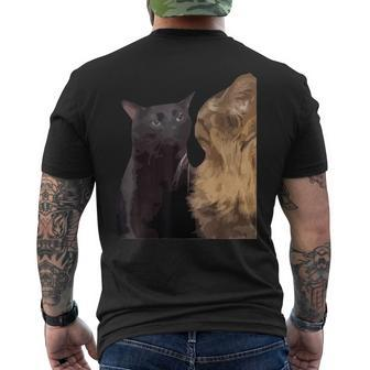 Cat Zoning Out Meme Popular Internet Meme Men's T-shirt Back Print - Monsterry