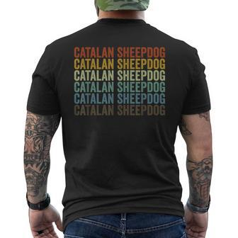 Catalan Sheepdog Retro Men's T-shirt Back Print | Mazezy