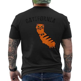Catifornia California Map Silhouette Cute Cat Kitty Men's T-shirt Back Print | Mazezy