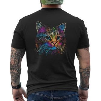 Cats Colorful Cat Cats Head Catlovers Mens Back Print T-shirt - Monsterry