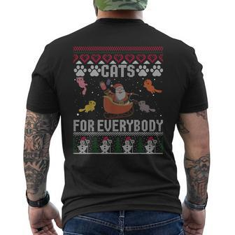 Cats For Everybody Christmas Cute Cat Lover Ugly Sweater Men's T-shirt Back Print | Mazezy