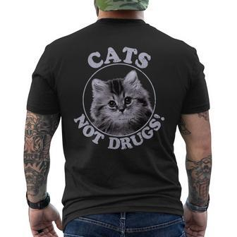 Cats Not Drugs Munchkin British Longhair Men's T-shirt Back Print | Mazezy