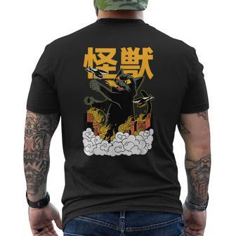 Catzilla Angry Kaiju Anime Cat Monster Men's T-shirt Back Print - Monsterry